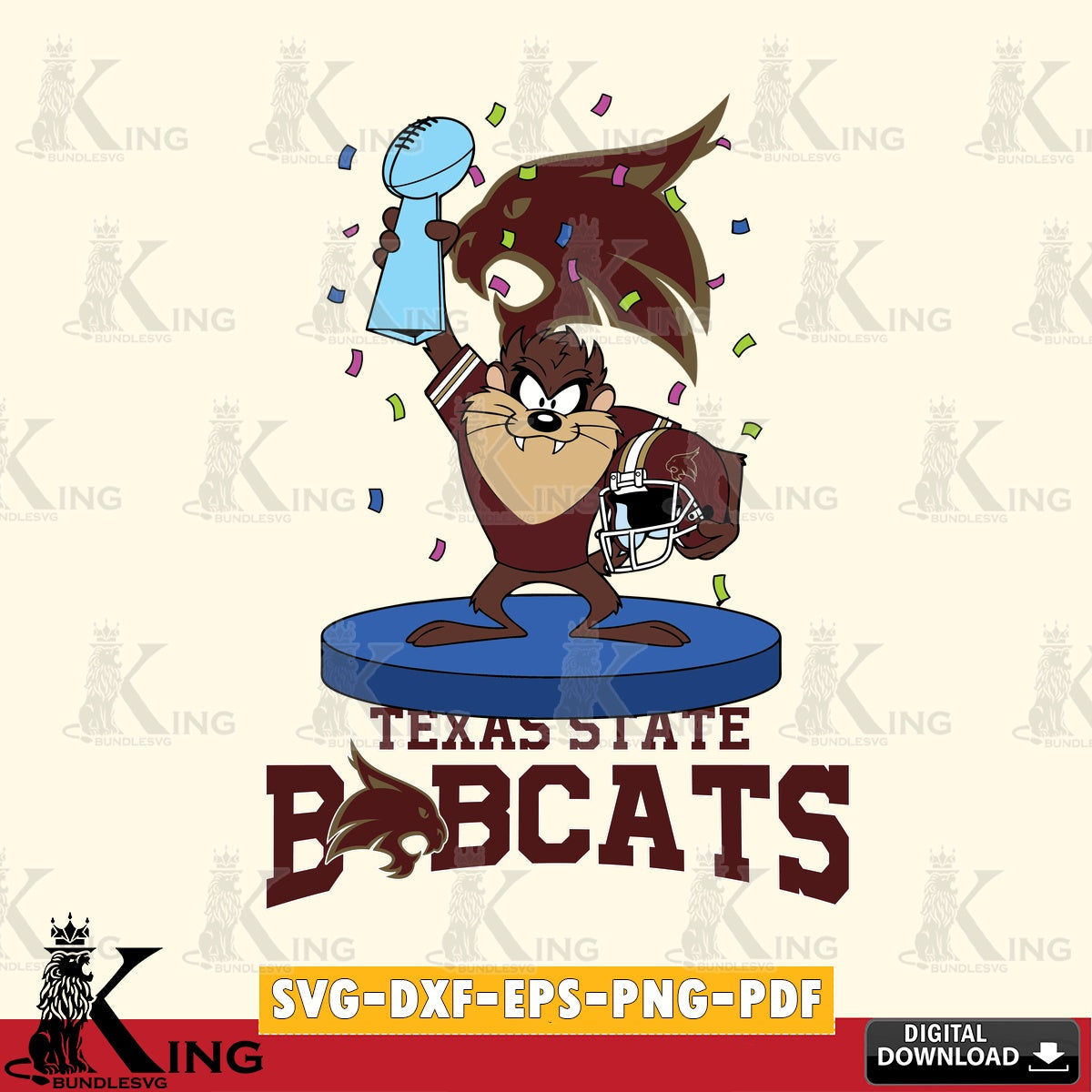 Texas State Bobcats Taz Trophy Podium SVG file, Cut file , Digital Download , Instant Download, Taz svg, NCAA svg