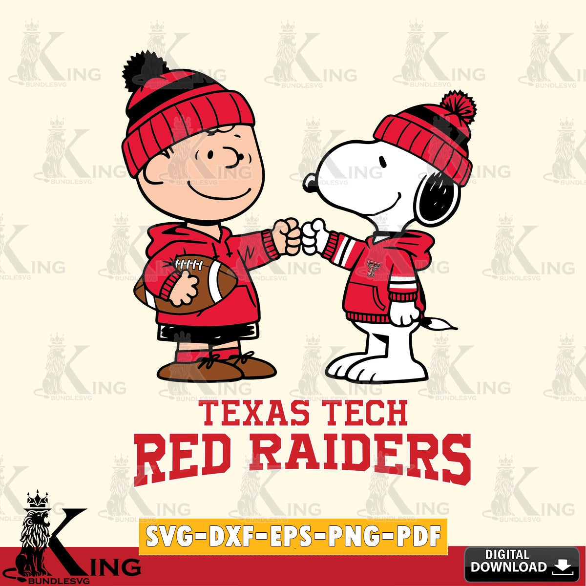Texas Tech Red Raiders CharlieBrown Football Fist Bump SVG, Cricut, Cut file , Digital Download , Instant Download, Peanuts svg, NCAA svg, Football svg, Sport svg
