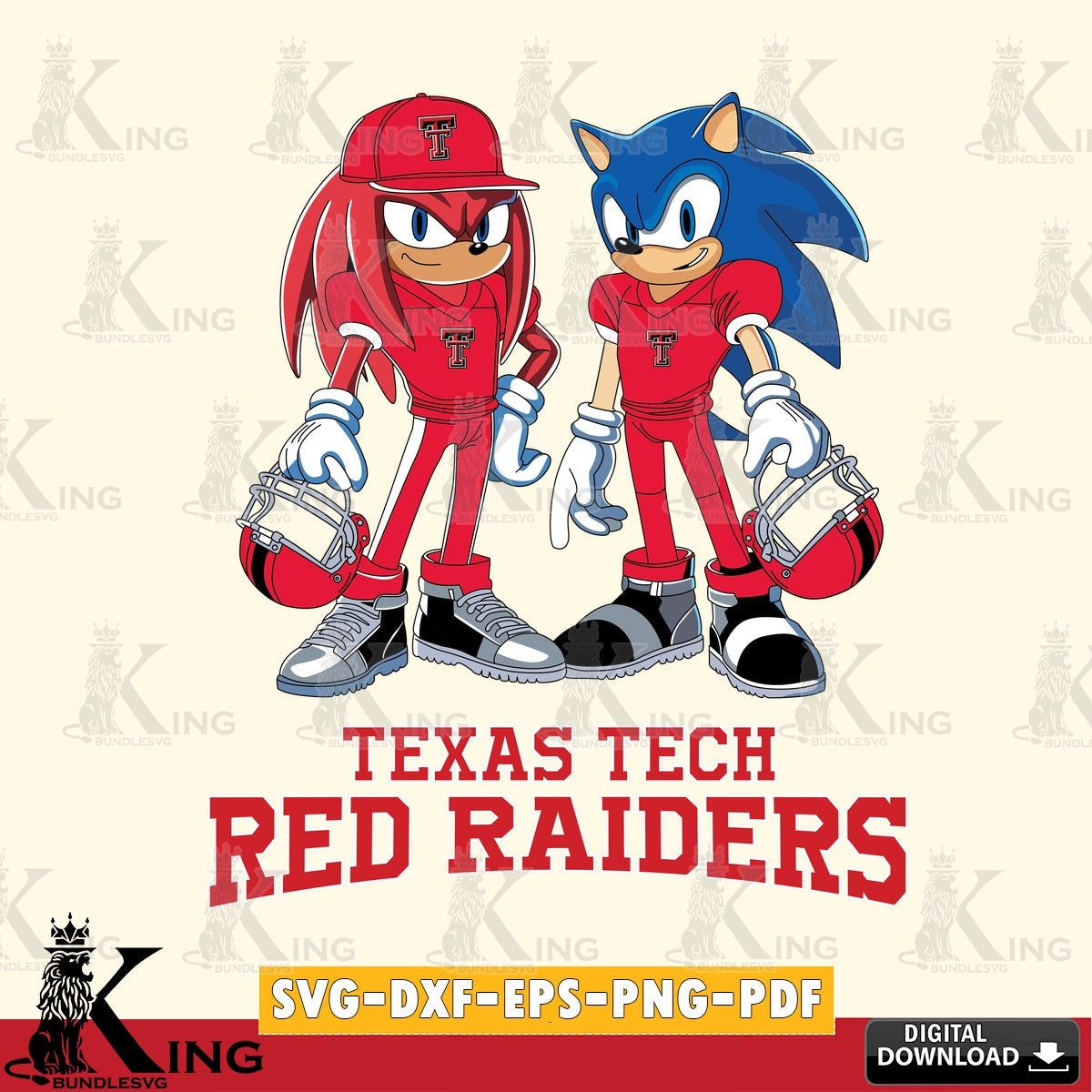 Texas Tech Red Raiders Sonic And Knuckles Player Football SVG file, Vector , Digital Download , PDF File , Instant Download