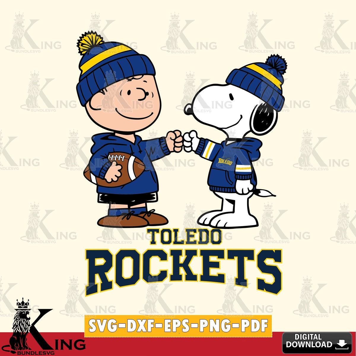 Toledo Rockets CharlieBrown Football Fist Bump SVG, Cricut, Cut file , Digital Download , Instant Download, Peanuts svg, NCAA svg, Football svg, Sport svg