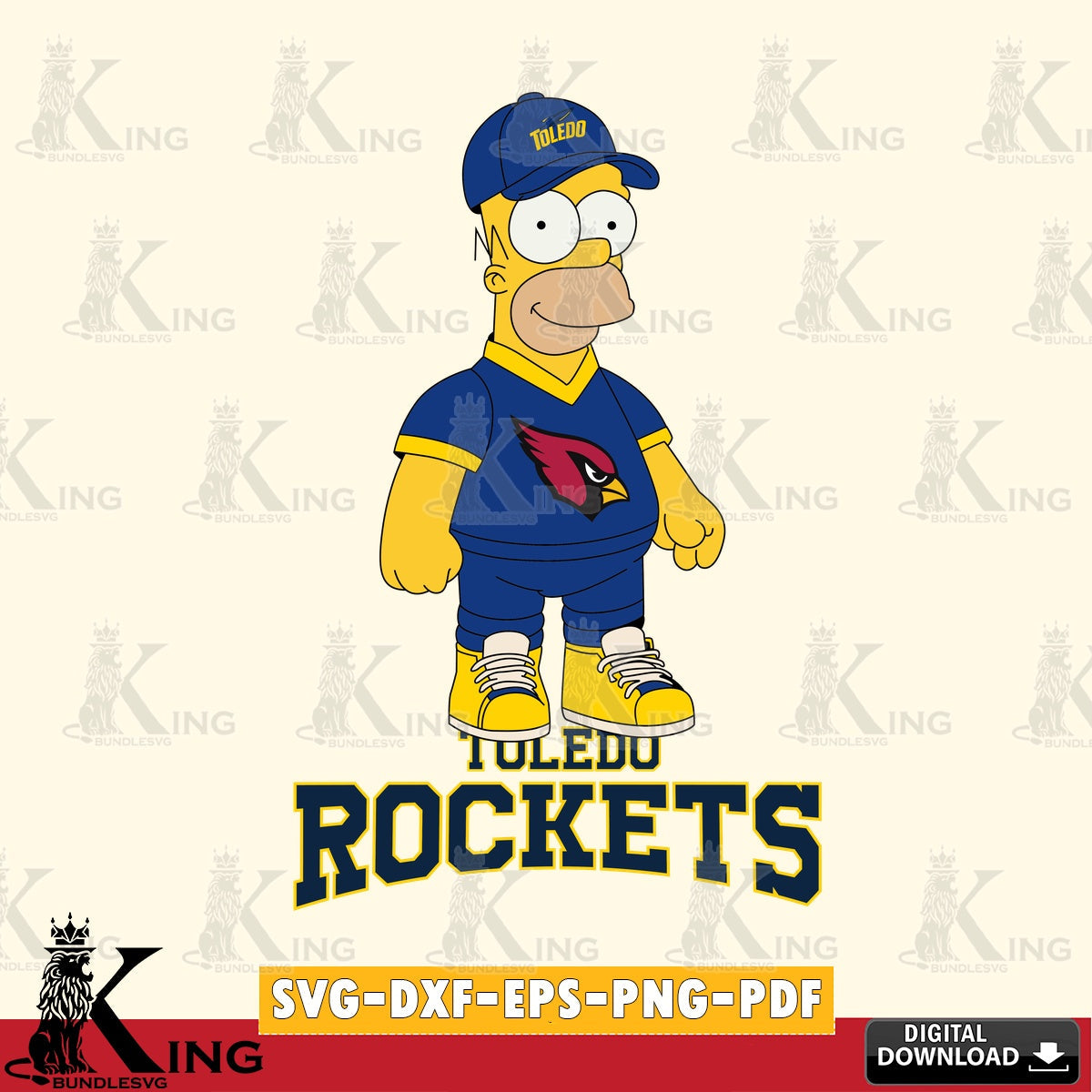 Custom design featuring Toledo Rockets Homer Simpson Football, a digital file for silhouette cameo and cricut projects
