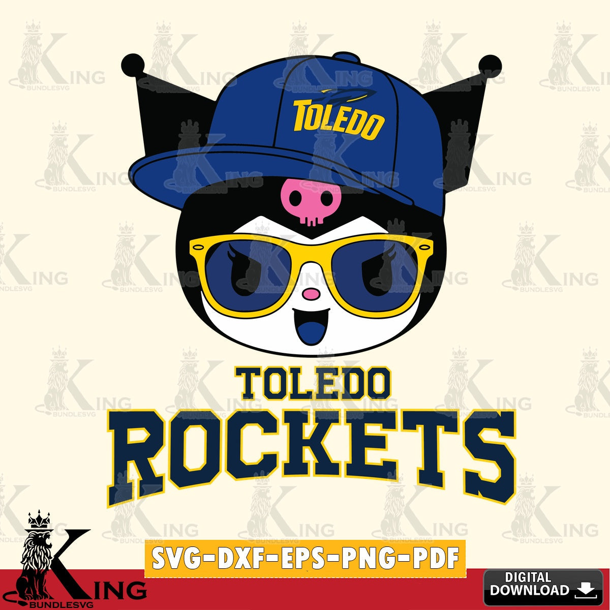 Toledo Rockets Kuromi Football Cool SVG file, Cricut, Cut file , Digital Download , Instant Download, Sanrio svg, Clipart