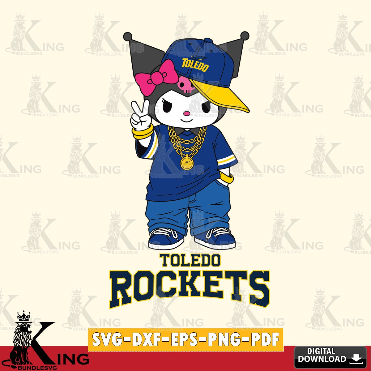 Toledo Rockets Kuromi Streetwear Style SVG file, Cricut, Cut file , Digital Download , Instant Download, Sanrio svg, Clipart