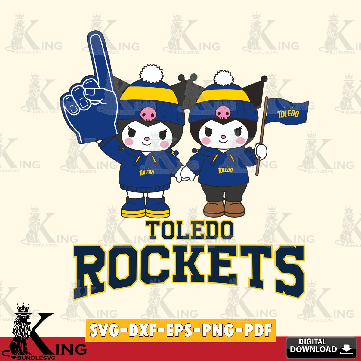 Toledo Rockets Kuromi rugby Fan SVG file, Cricut, Cut file , Digital Download , Instant Download, Sanrio svg, Clipart