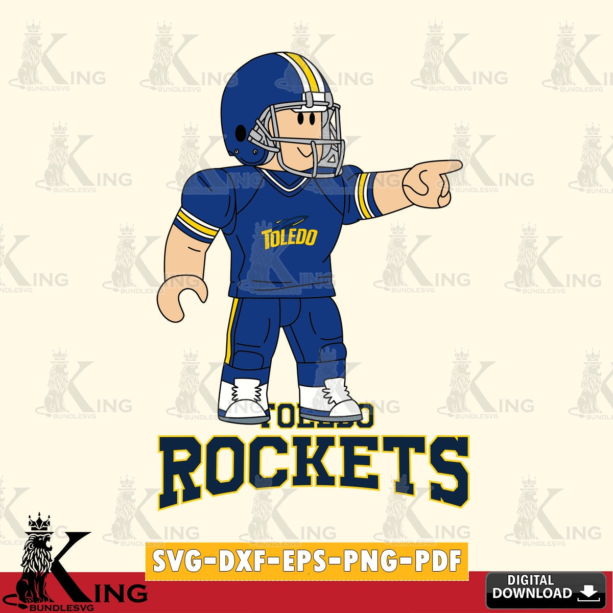 Toledo Rockets Roblox Player Football SVG file , NCAA Cricut, File cut , Digital Download , PDF File