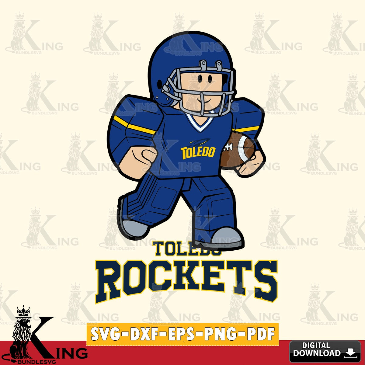 Toledo Rockets Roblox Player Rugby SVG file , NCAA Cricut, File cut , Digital Download , PDF File