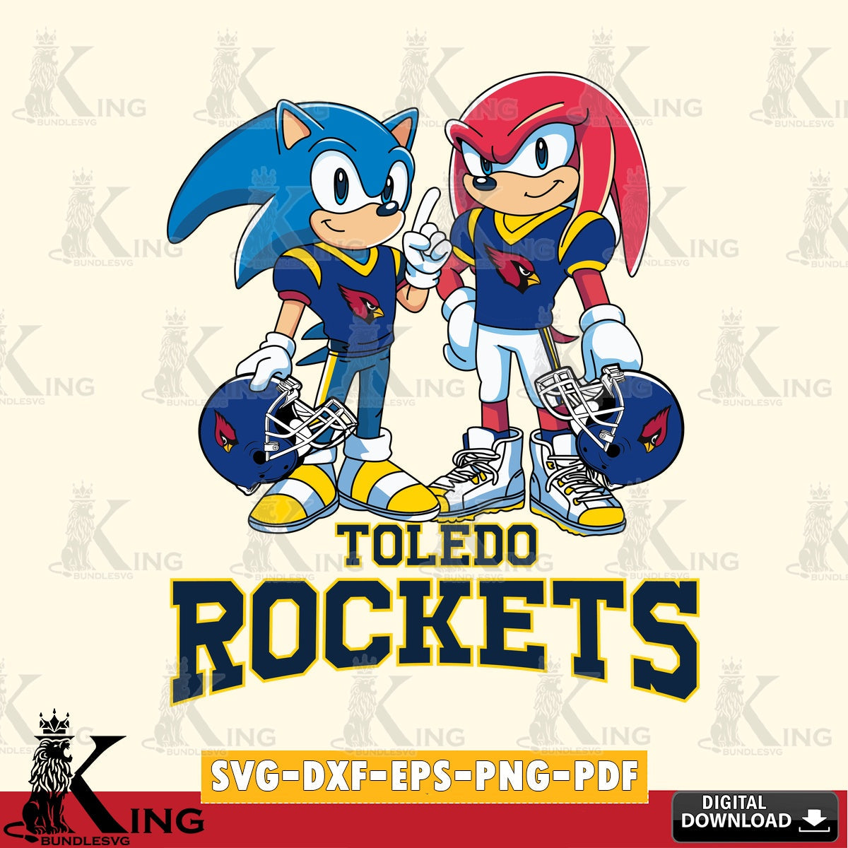 Toledo Rockets Sonic And Knuckles Football SVG file, Vector , Digital Download , PDF File , Instant Download