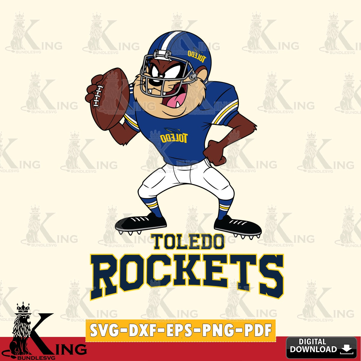 Toledo Rockets Taz Football Player SVG file, Cut file , Digital Download , Instant Download, Taz svg, NCAA svg