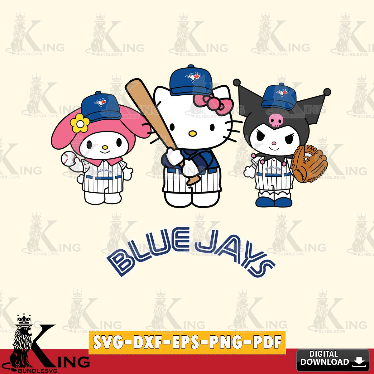 High-quality graphic of Toronto Blue Jays Kawaii baseball team, a cut file ideal for vinyl projects and T-shirt printing.