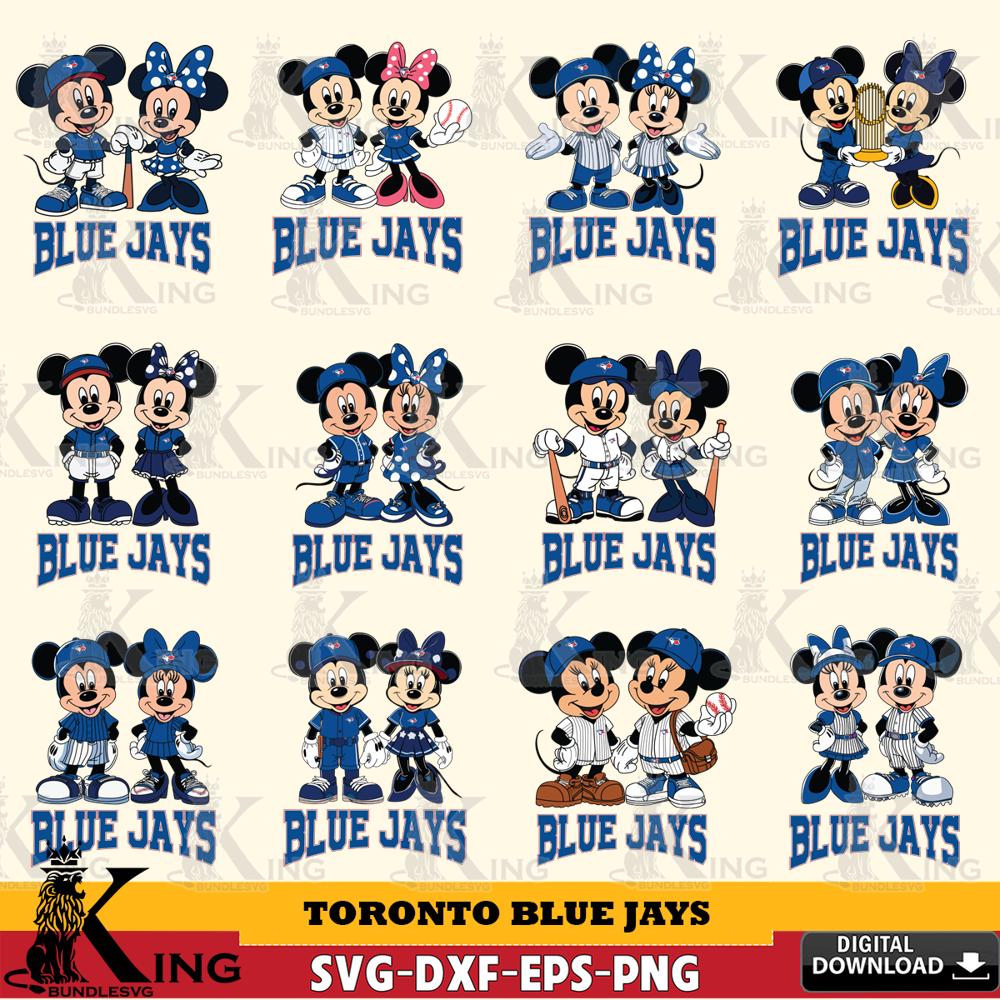 Toronto Blue Jays Mickey Minnie MLB Bundle SVG DXF EPS PNG PDF, MLB for Cricut, Silhouette, Digital Download , file cut