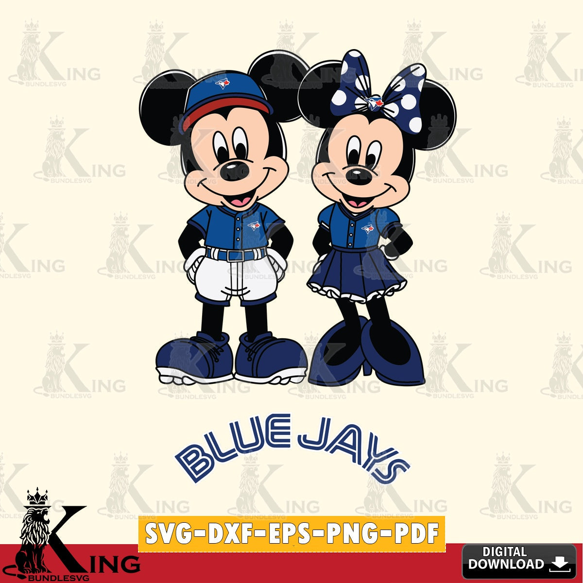 Toronto Blue Jays Mickey Minnie Mouse Baseball SVG file , For Cricut, File cut , Digital Download , PDF File, Cut Files