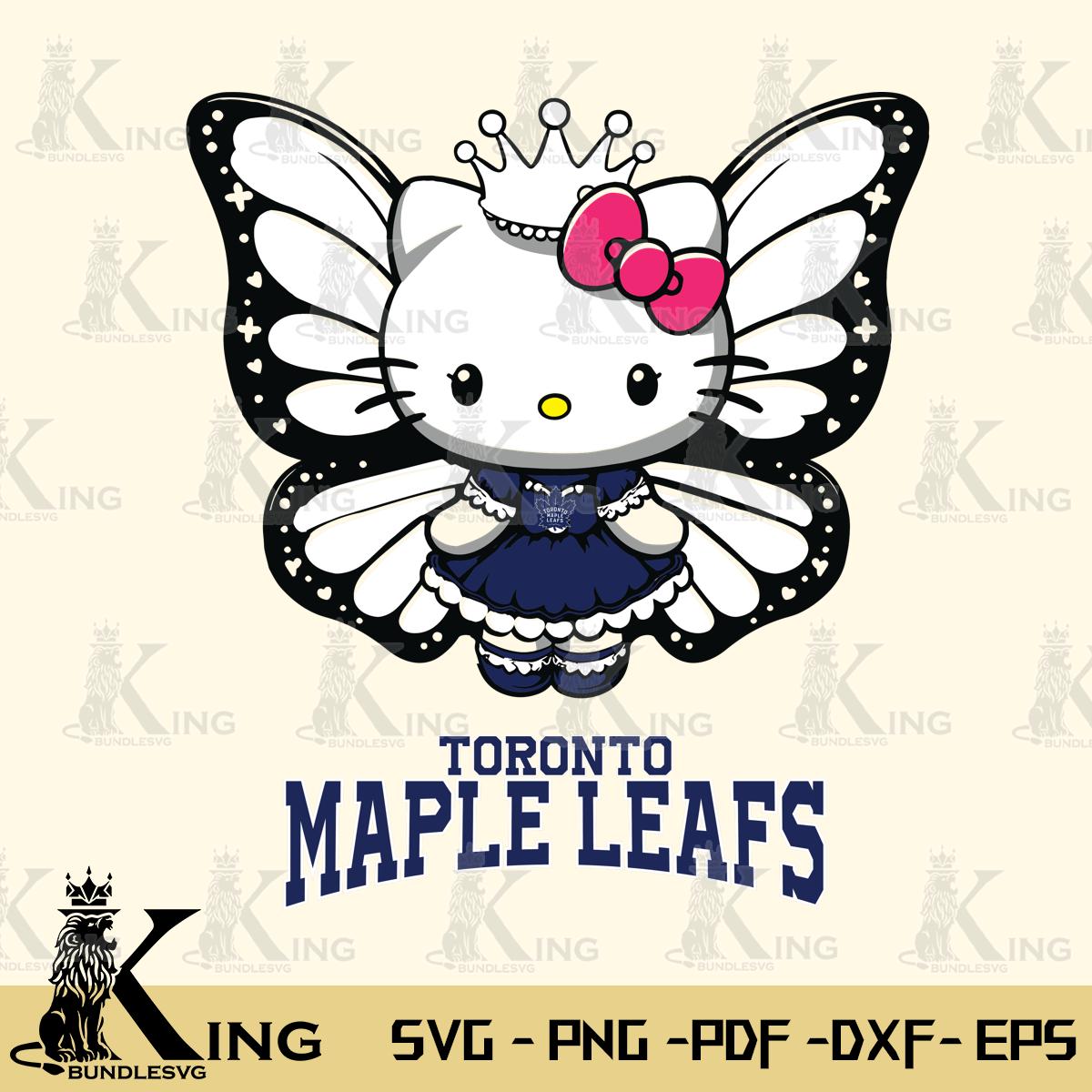 Toronto Maple Leafs Kitty Wings & Flowers Svg Eps Dxf Png File, Digital Download