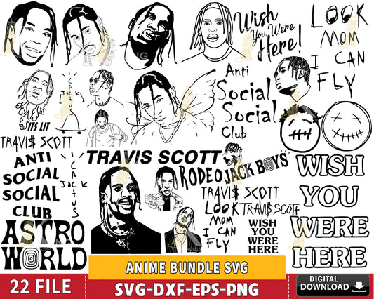 Travis Scott Svg Bundle, Travis Scott Png, Travis Scott Stickers svg eps png dxf , for Cricut, Silhouette, digital, file cut