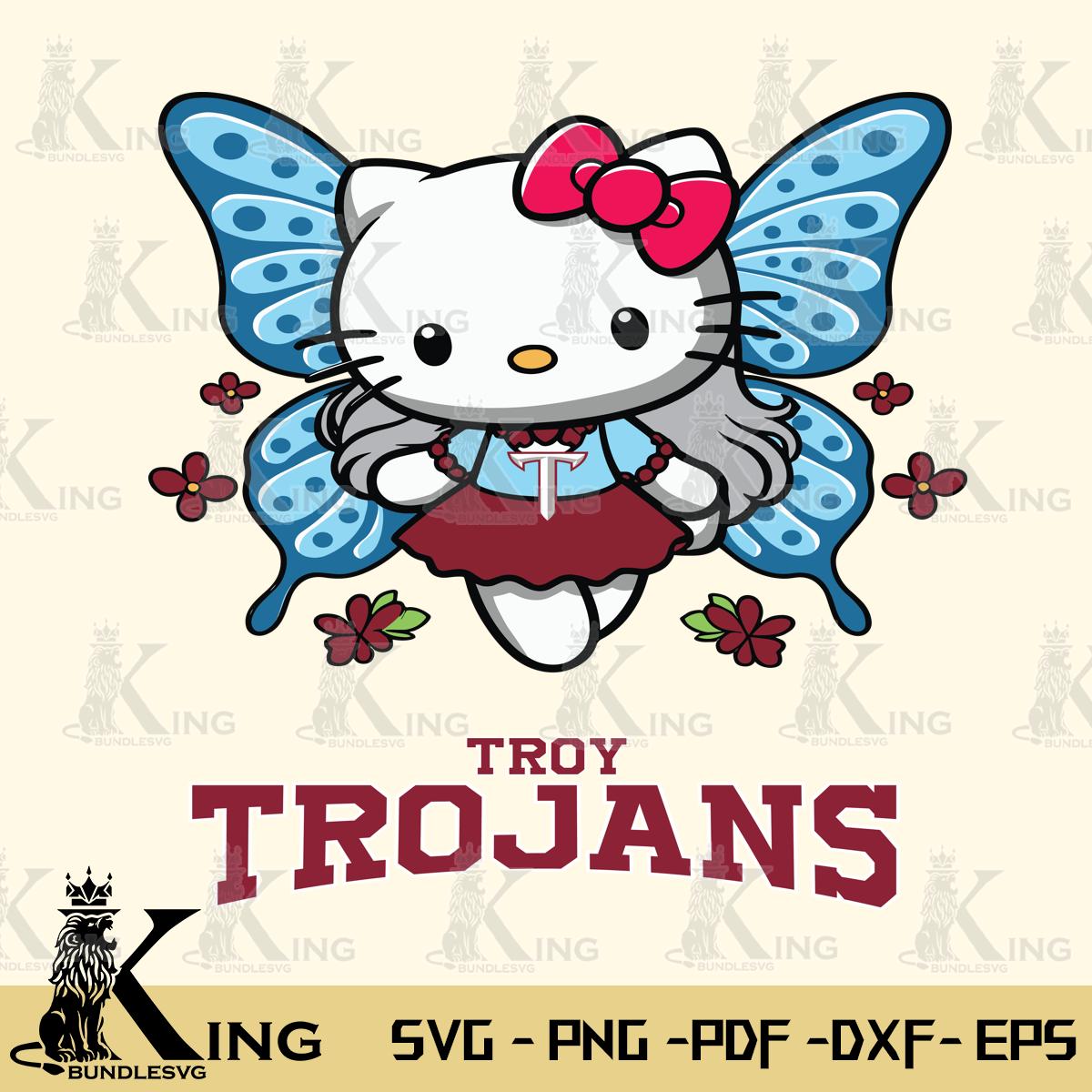 Troy Trojans Butterfly Kitty Charm Svg Eps Dxf Png File, Digital Download