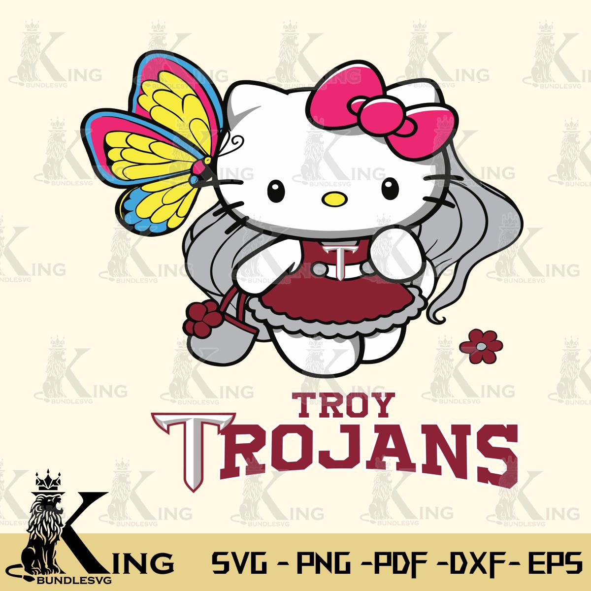 Troy Trojans Kitty Cartoon Svg Eps Dxf Png File, Digital Download