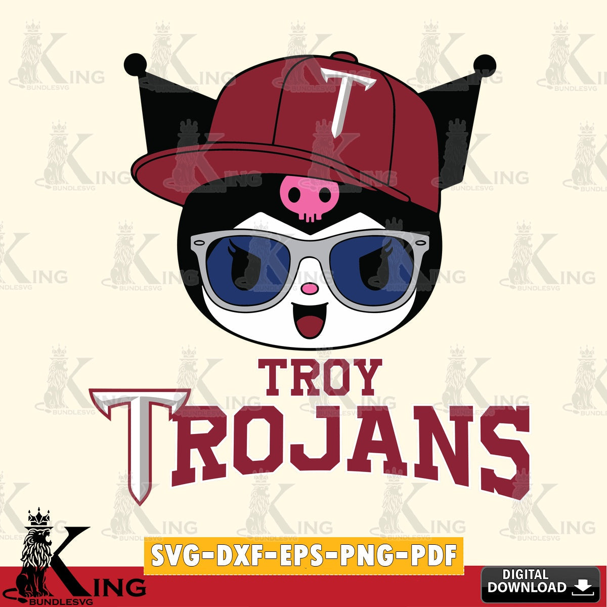 Troy Trojans Kuromi Football Cool SVG file, Cricut, Cut file , Digital Download , Instant Download, Sanrio svg, Clipart