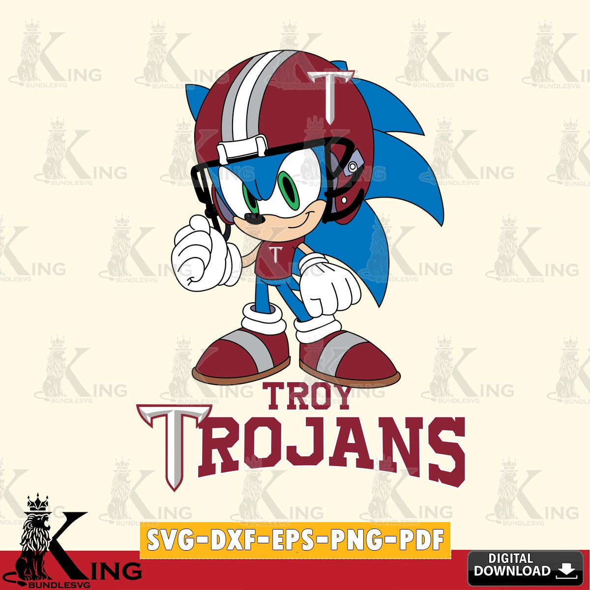 Troy Trojans Sonic Football Mascot SVG file, Vector , Digital Download , PDF File , Instant Download