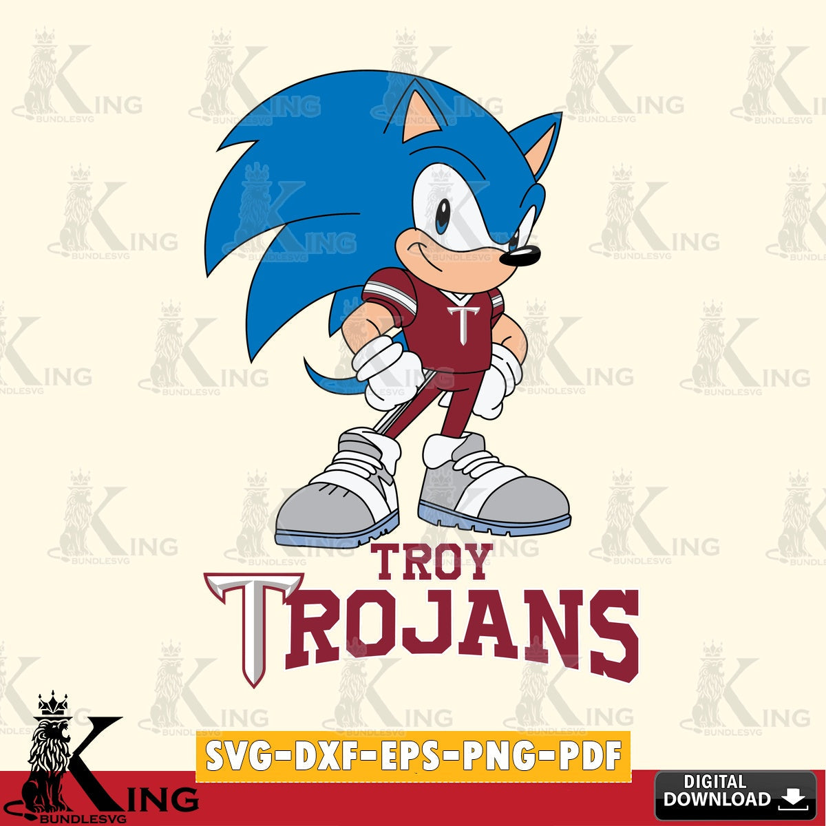 Creative design featuring Troy Trojans Sonic Football Star Mascot, high-quality vector for DIY scrapbooking and home decor