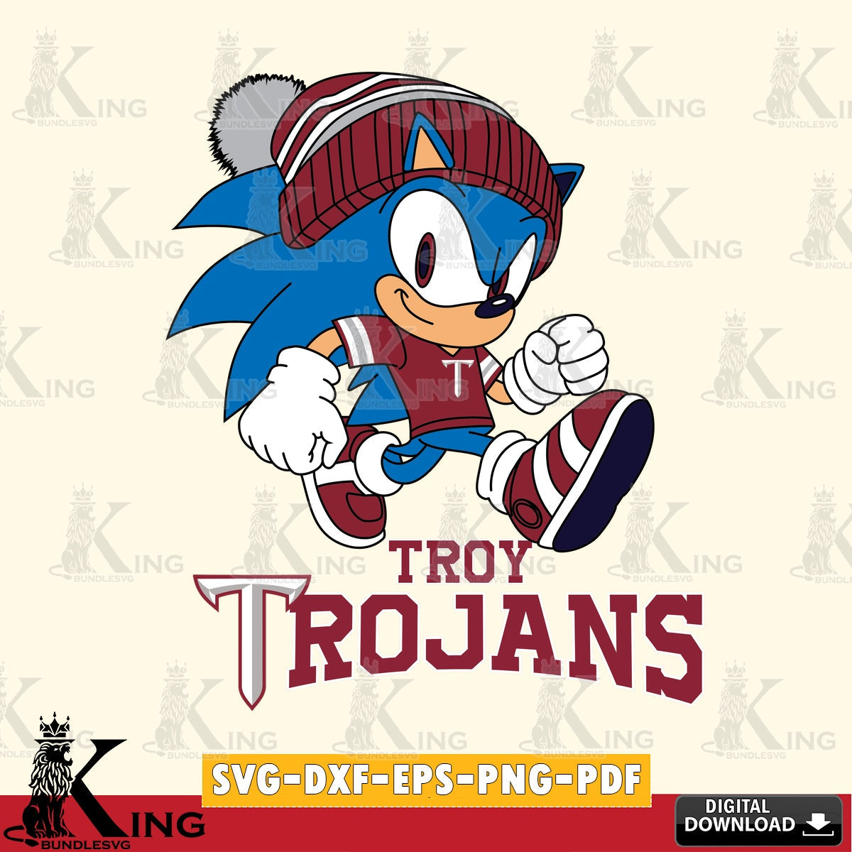 Troy Trojans Sonic Football SVG file, Vector , Digital Download , PDF File , Instant Download