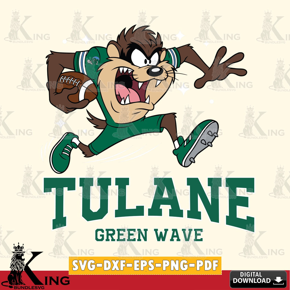 Tulane Green Wave Angry Taz Football SVG file, Cut file , Digital Download , Instant Download, Taz svg, NCAA svg