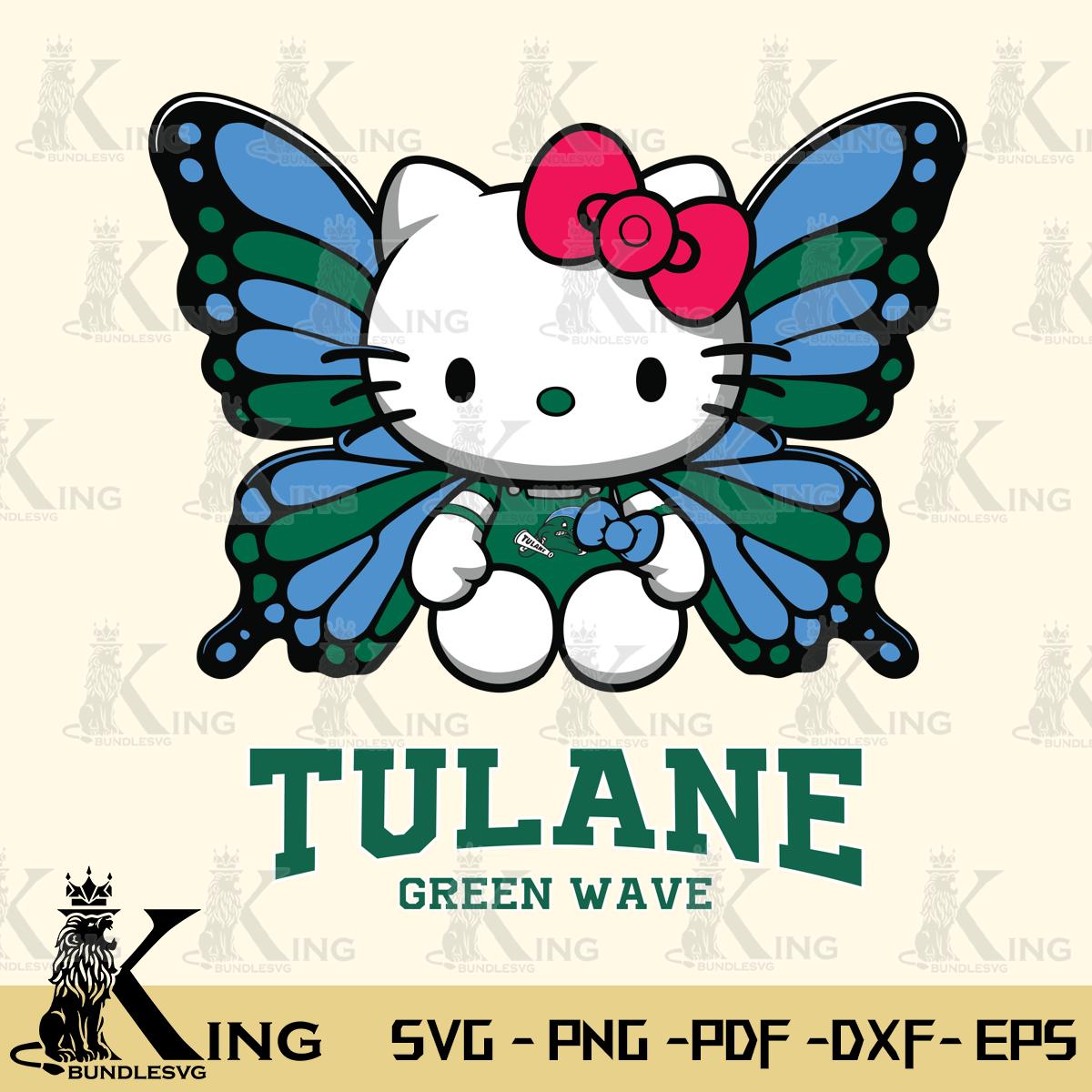 Tulane Green Wave Butterfly Kitty Delight Svg Eps Dxf Png File, Digital Download