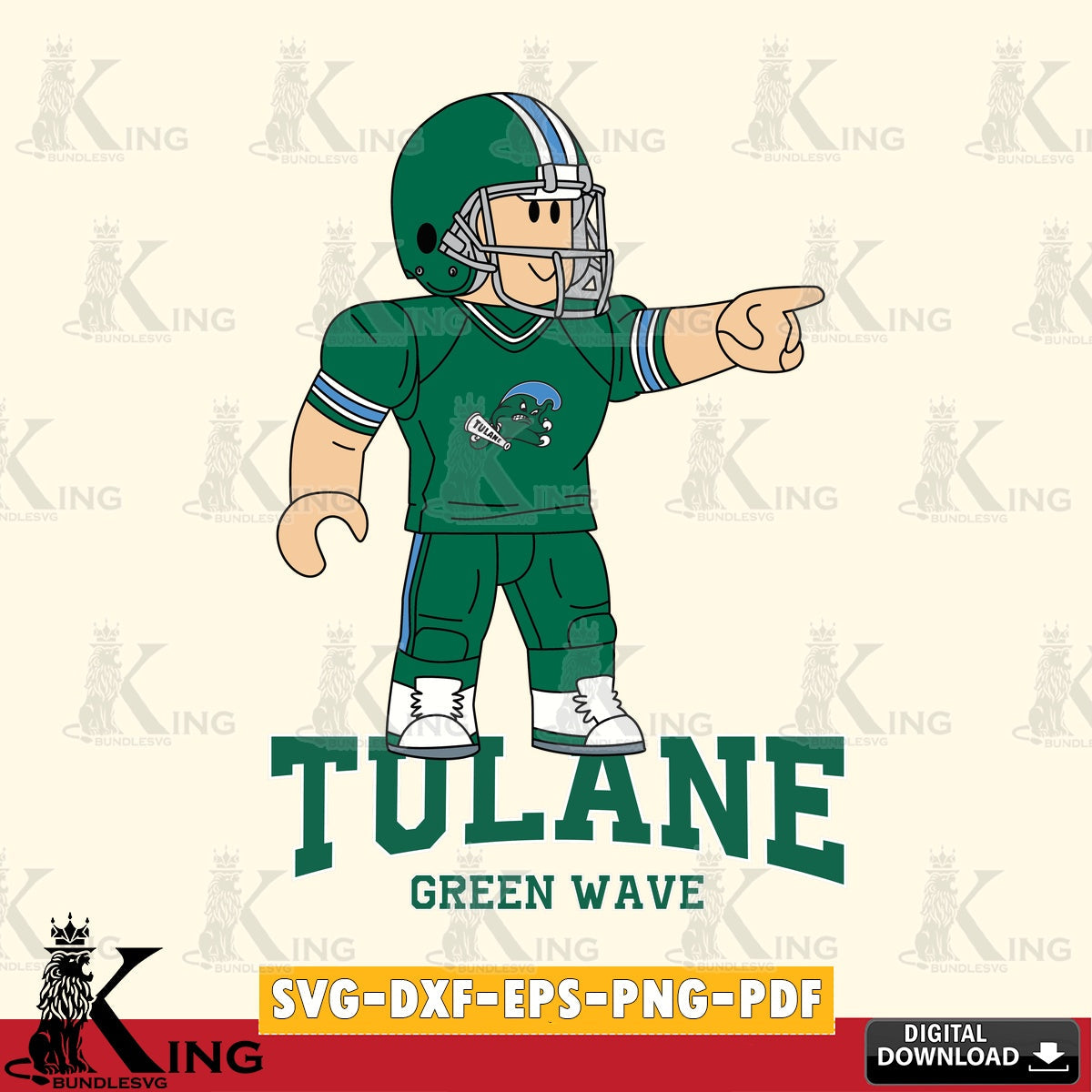Tulane Green Wave Roblox Player Football SVG file , NCAA Cricut, File cut , Digital Download , PDF File
