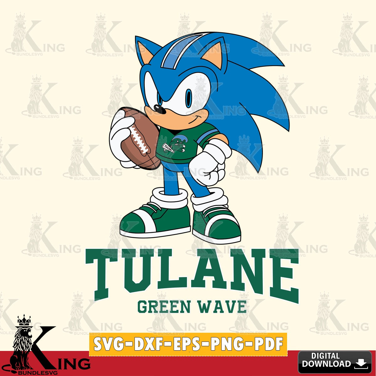 Tulane Green Wave Sonic Game Day Ready SVG file, Vector , Digital Download , PDF File , Instant Download
