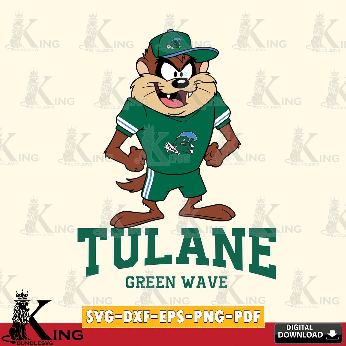Tulane Green Wave Taz Standing Pose SVG file, Cut file , Digital Download , Instant Download, Taz svg, NCAA svg