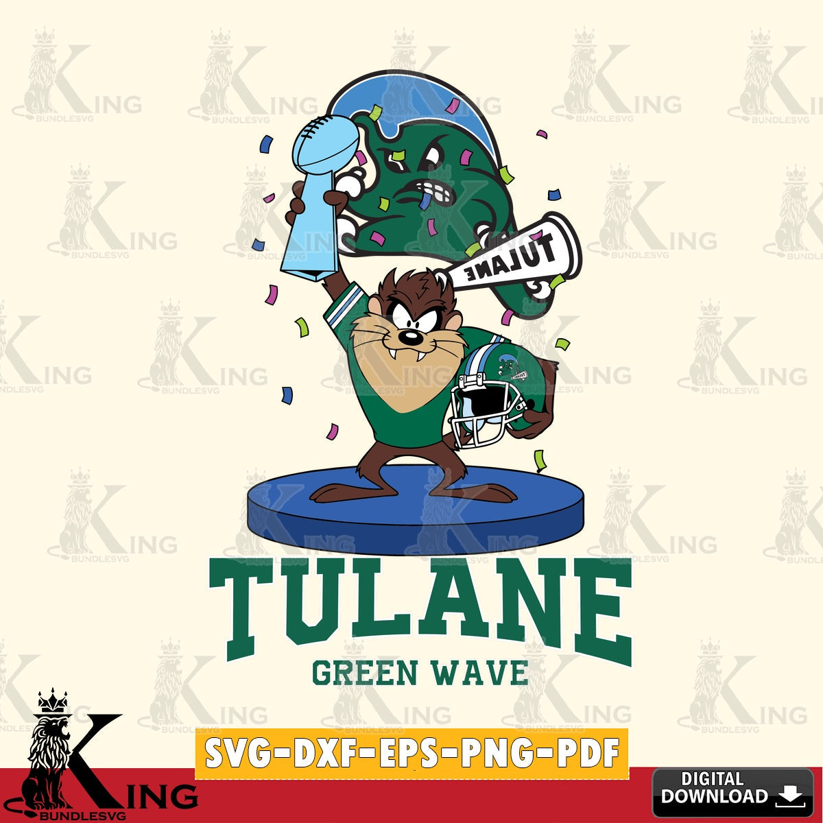 Tulane Green Wave Taz Trophy Podium SVG file, Cut file , Digital Download , Instant Download, Taz svg, NCAA svg