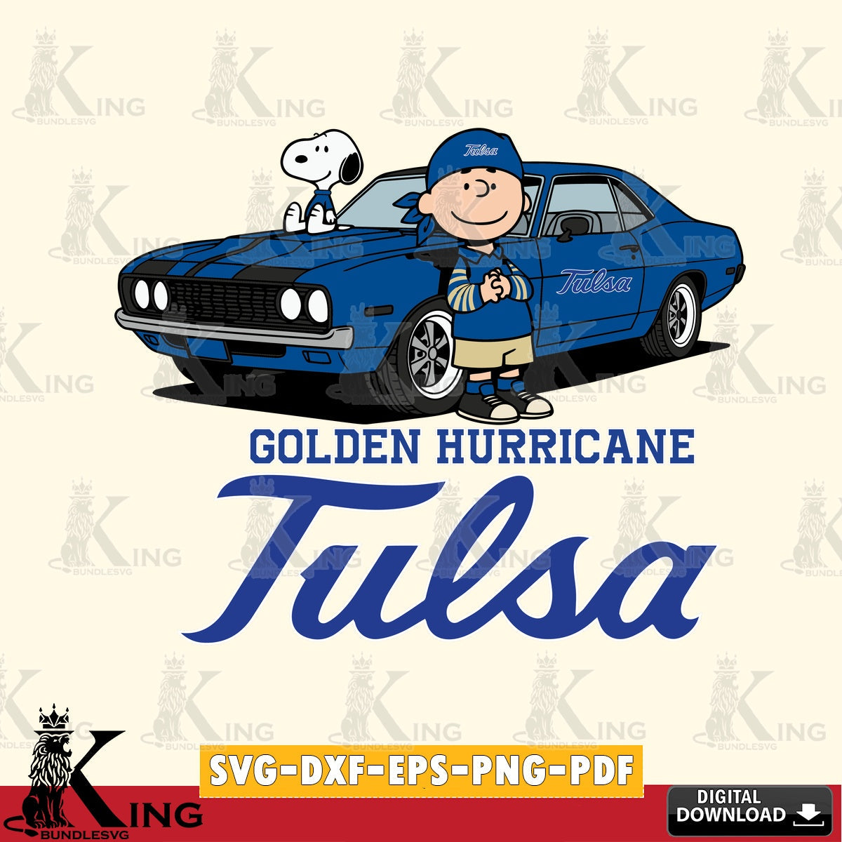Tulsa Golden Hurricane Peanuts Muscle Car SVG, Cricut, Cut file , Digital Download , Instant Download, Peanuts svg, NCAA svg, Football svg, Sport svg