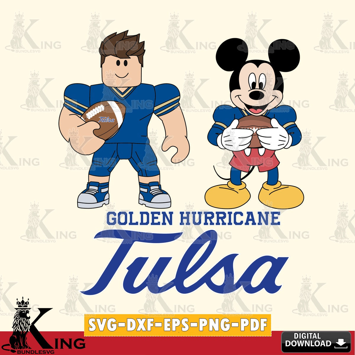 Tulsa Golden Hurricane Roblox & Mickey Football SVG file , NCAA Cricut, File cut , Digital Download , PDF File