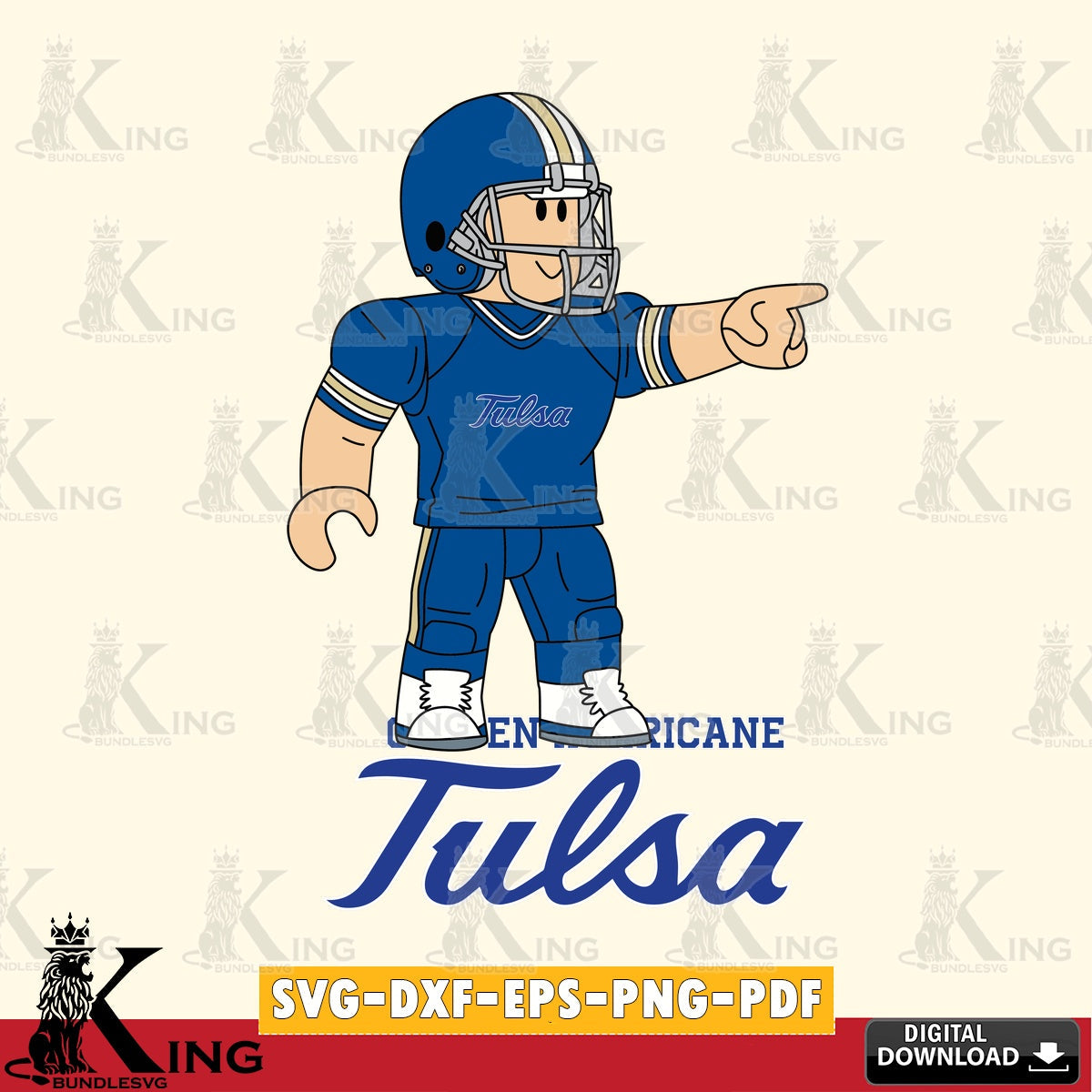 Tulsa Golden Hurricane Roblox Player Football SVG file , NCAA Cricut, File cut , Digital Download , PDF File