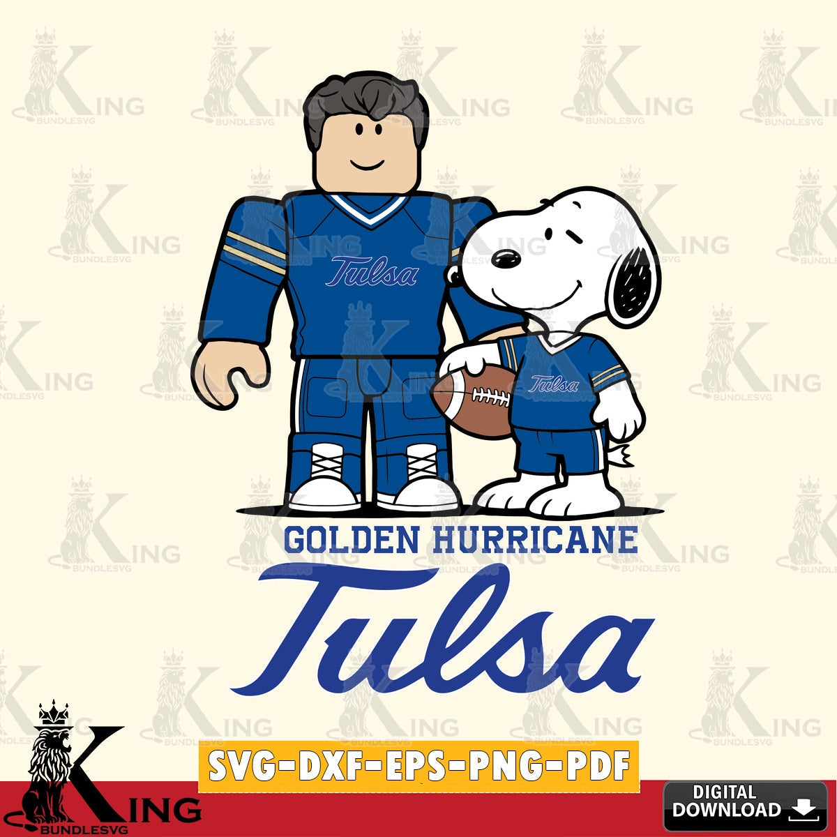 Tulsa Golden Hurricane Roblox & Snoopy Football SVG file , NCAA Cricut, File cut , Digital Download , PDF File