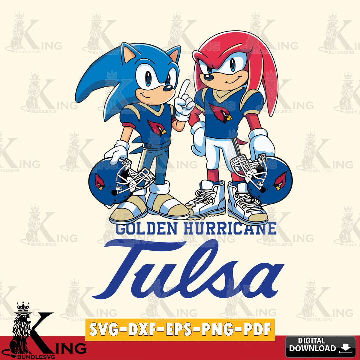 Tulsa Golden Hurricane Sonic And Knuckles Football SVG file, Vector , Digital Download , PDF File , Instant Download