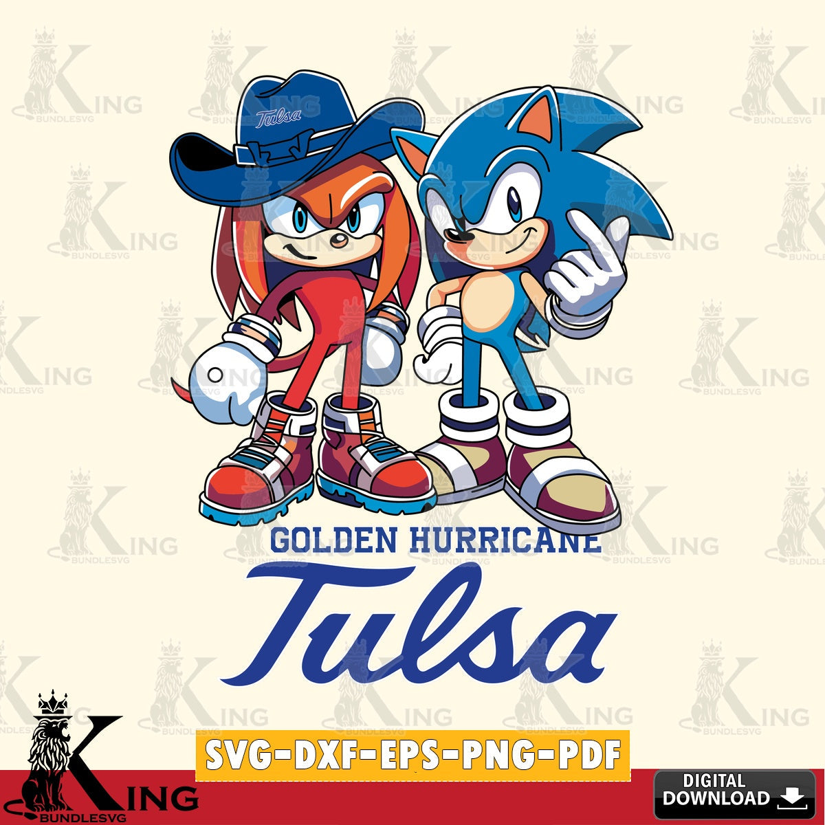Tulsa Golden Hurricane Sonic & Knuckles Football Mascot SVG file, Vector , Digital Download , PDF File , Instant Download