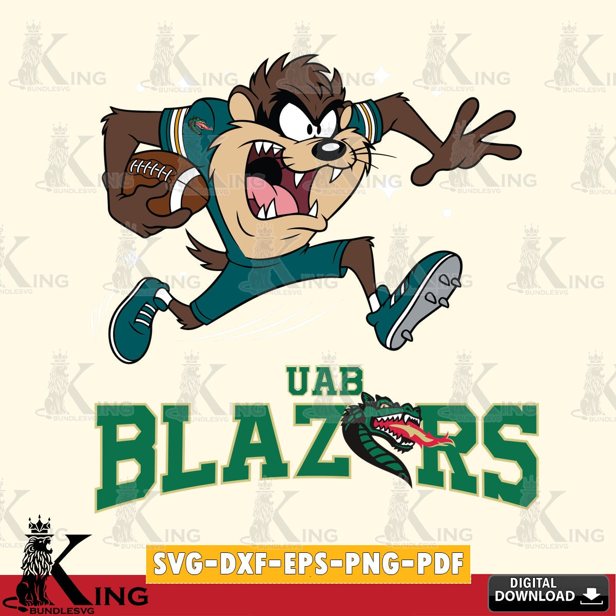 UAB Blazers Angry Taz Football SVG file, Cut file , Digital Download , Instant Download, Taz svg, NCAA svg