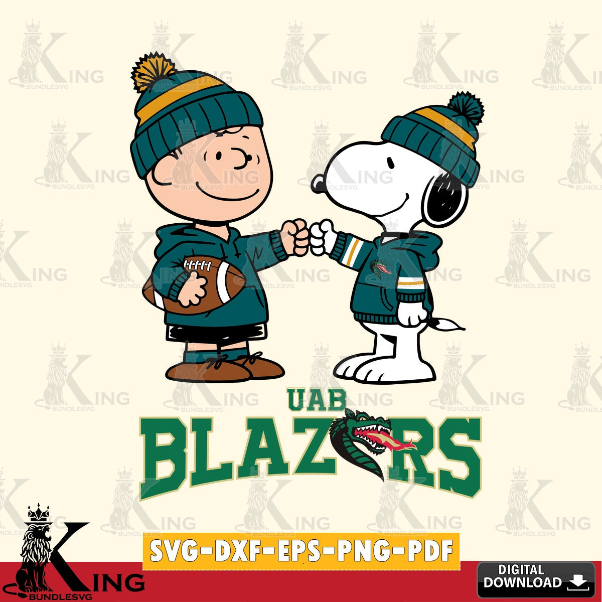 UAB Blazers CharlieBrown Football Fist Bump SVG, Cricut, Cut file , Digital Download , Instant Download, Peanuts svg, NCAA svg, Football svg, Sport svg