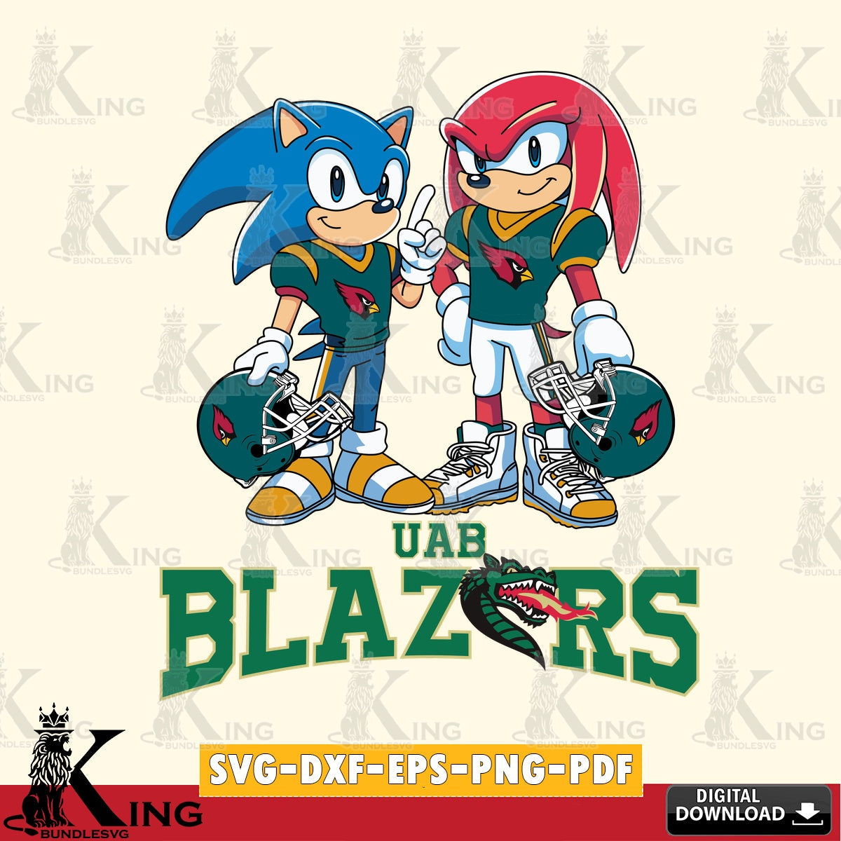 UAB Blazers Sonic And Knuckles Football SVG file, Vector , Digital Download , PDF File , Instant Download