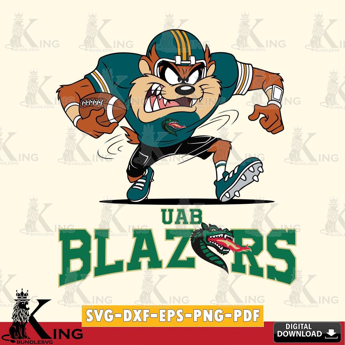 UAB Blazers Taz Football Helmet SVG file, Cut file , Digital Download , Instant Download, Taz svg, NCAA svg