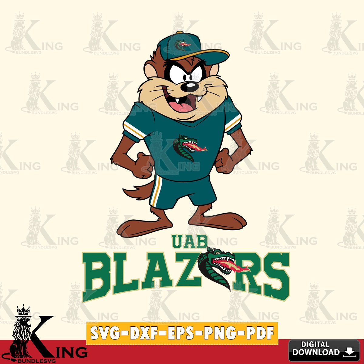 UAB Blazers Taz Standing Pose SVG file, Cut file , Digital Download , Instant Download, Taz svg, NCAA svg