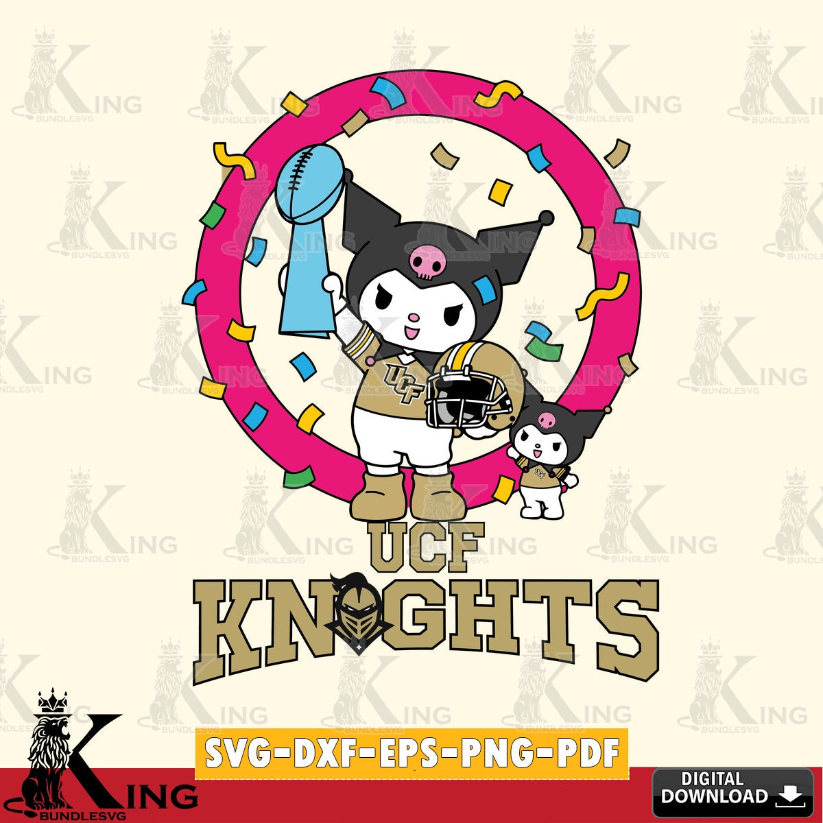 UCF Knights Kuromi Football Champion SVG file, Cricut, Cut file , Digital Download , Instant Download, Sanrio svg, Clipart