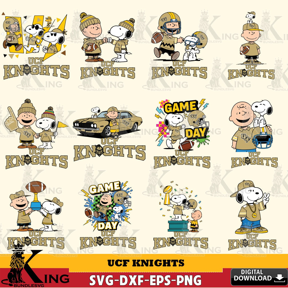 UCF Knights Peanuts Football NCAA Bundle SVG, Cricut, Cut file , Digital Download , Instant Download, Peanuts svg, NCAA svg, Football svg, Sport svg
