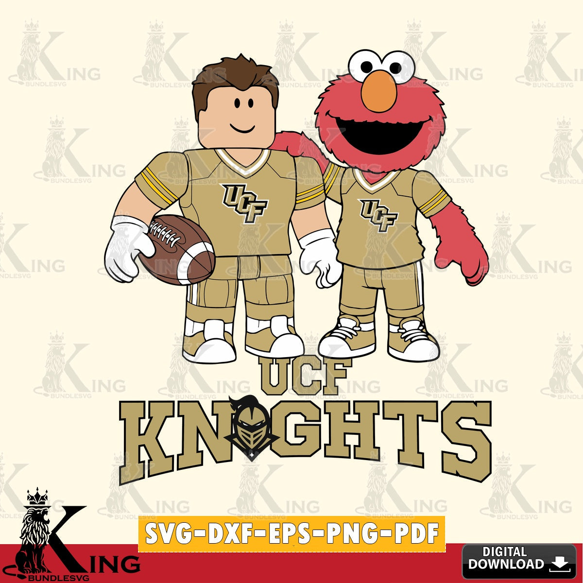 UCF Knights Roblox & Elmo Football SVG file , NCAA Cricut, File cut , Digital Download , PDF File