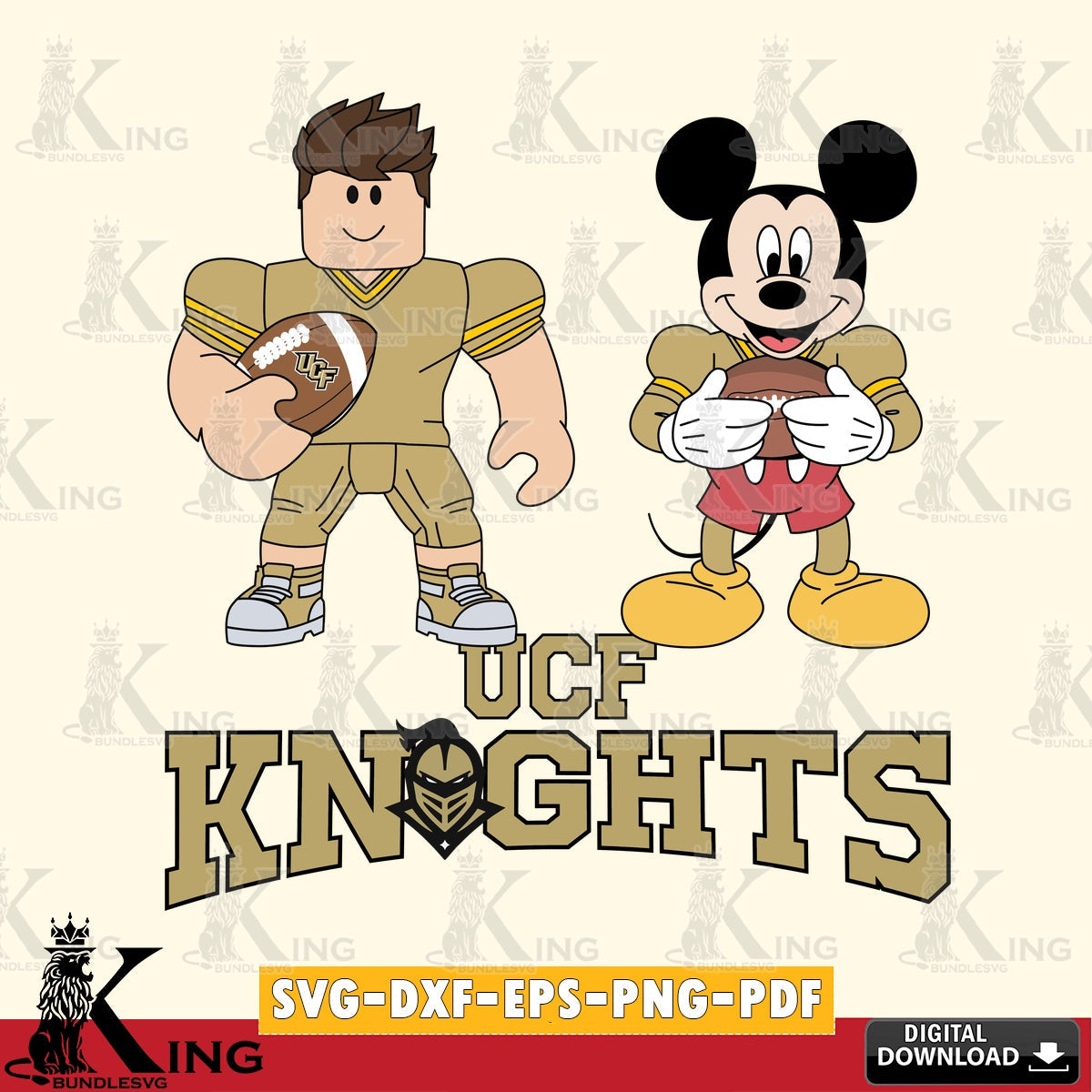 UCF Knights Roblox & Mickey Football SVG file , NCAA Cricut, File cut , Digital Download , PDF File