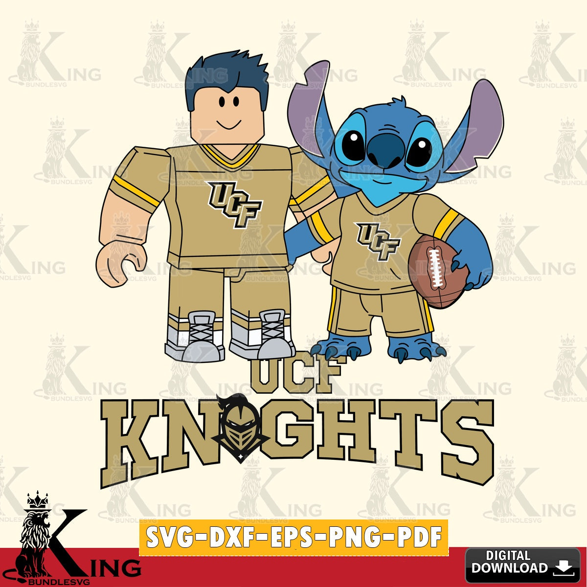 UCF Knights Roblox & Stitch Football SVG file , NCAA Cricut, File cut , Digital Download , PDF File