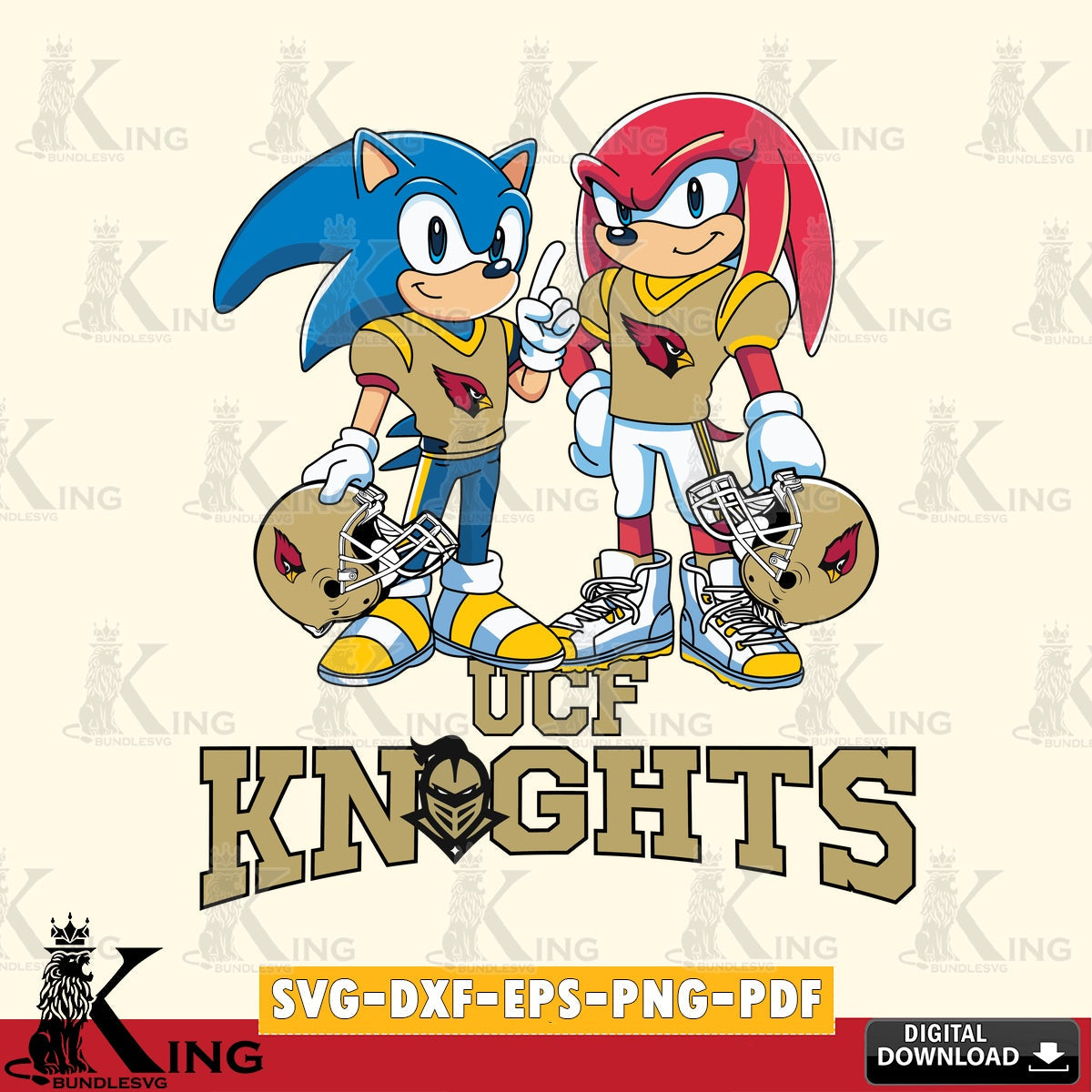 UCF Knights Sonic And Knuckles Football SVG file, Vector , Digital Download , PDF File , Instant Download