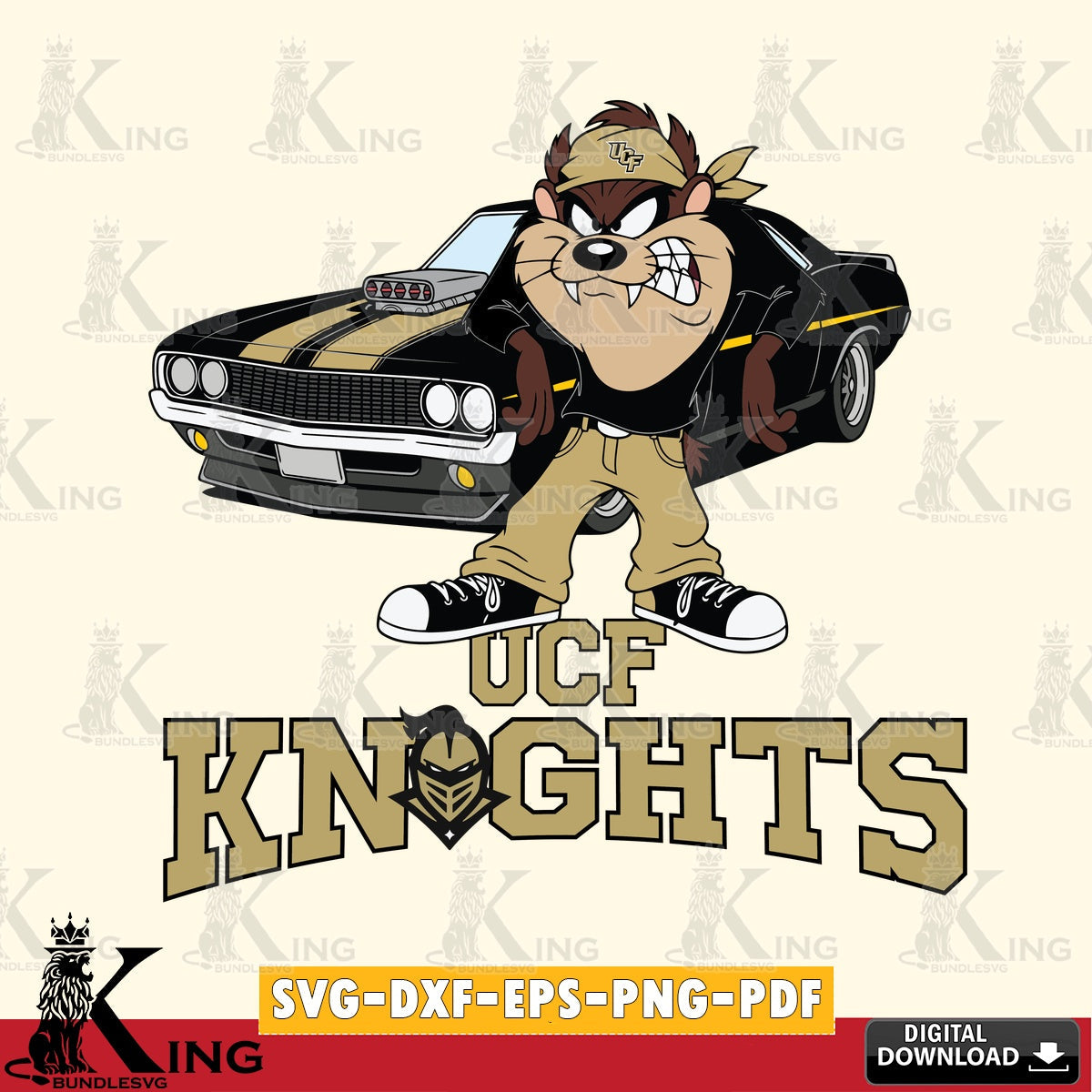 UCF Knights Taz Racing Car SVG file, Cut file , Digital Download , Instant Download, Taz svg, NCAA svg