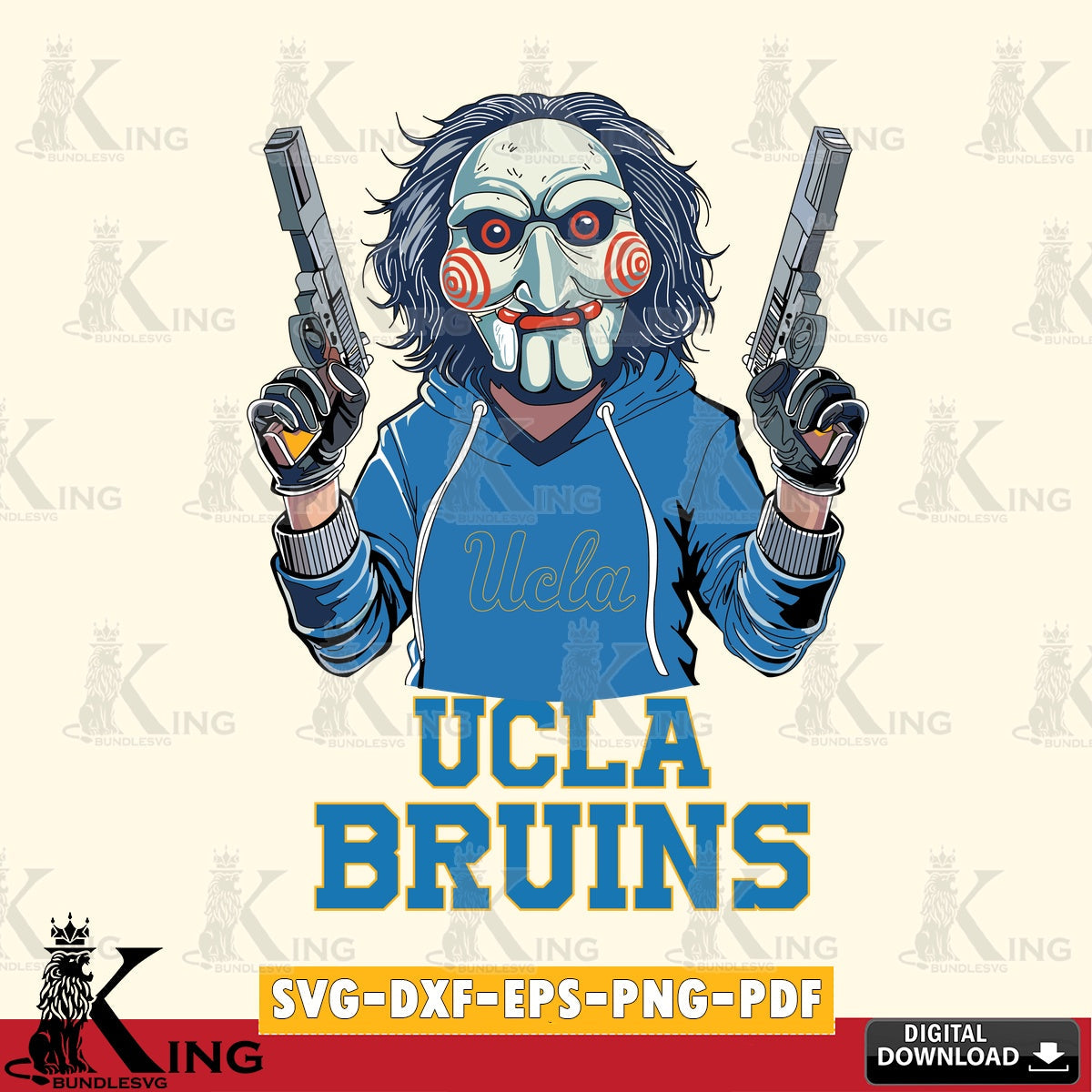 Custom design featuring UCLA Bruins Jigsaw Billy Football, a digital download for Cricut Maker and paper crafts