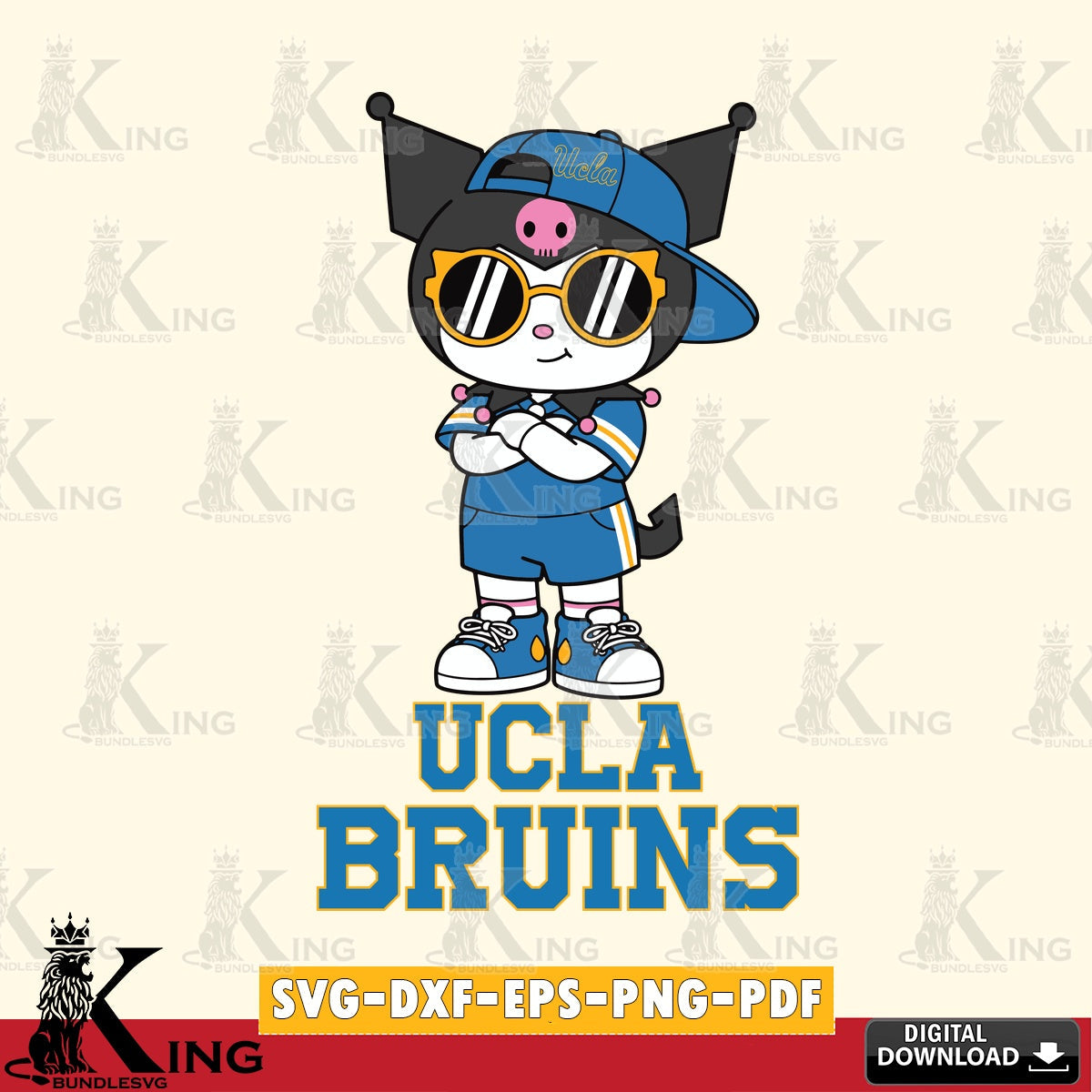 UCLA Bruins Kuromi Football Jersey SVG file, Cricut, Cut file , Digital Download , Instant Download, Sanrio svg, Clipart