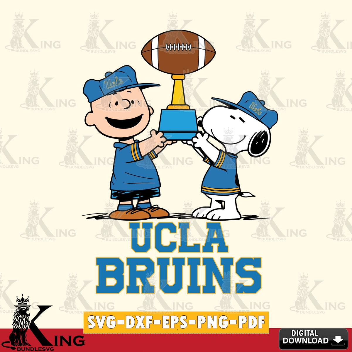 UCLA Bruins Peanuts Football Trophy SVG, Cricut, Cut file , Digital Download , Instant Download, Peanuts svg, NCAA svg, Football svg, Sport svg